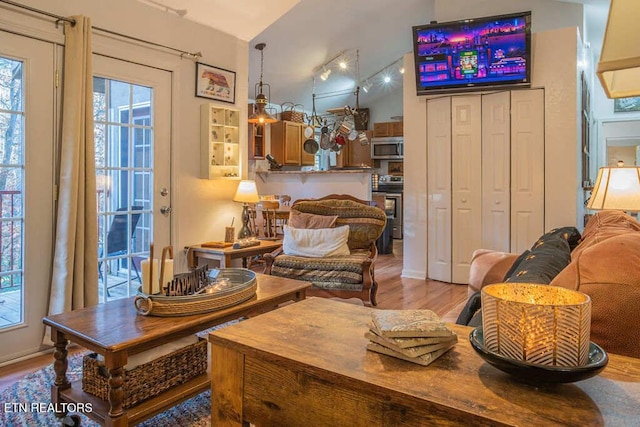 516 Proffitt Rd Unit 1 & 2, Gatlinburg, TN 37738 - living area featuring wood finished floors, plenty of natural light, and lofted ceiling