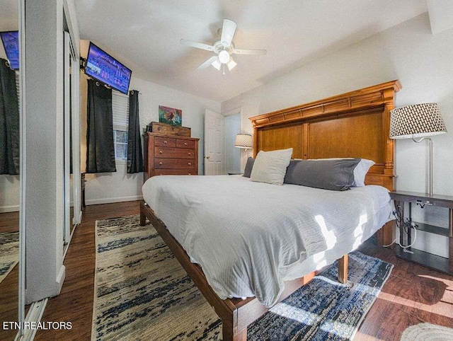 516 Proffitt Rd Unit 1 & 2, Gatlinburg, TN 37738 - bedroom with dark wood-style flooring and a ceiling fan