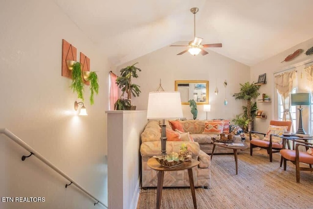 520 Proffitt Rd Unit 1, Gatlinburg, TN 37738 - living room with ceiling fan and vaulted ceiling