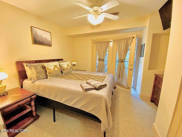 520 Proffitt Rd Unit 1, Gatlinburg, TN 37738 - carpeted bedroom with access to exterior and ceiling fan