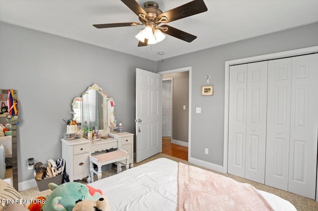 667 Pine Hollow Rd, Jacksboro, TN 37757 - bedroom featuring a closet and ceiling fan