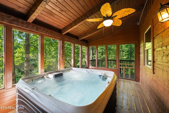 4372 Boogertown Rd Unit 4, Sevierville, TN 37876 - sunroom with a hot tub and ceiling fan