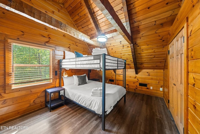 4372 Boogertown Rd Unit 4, Sevierville, TN 37876 - bedroom with wood ceiling, wooden walls, and wood finished floors