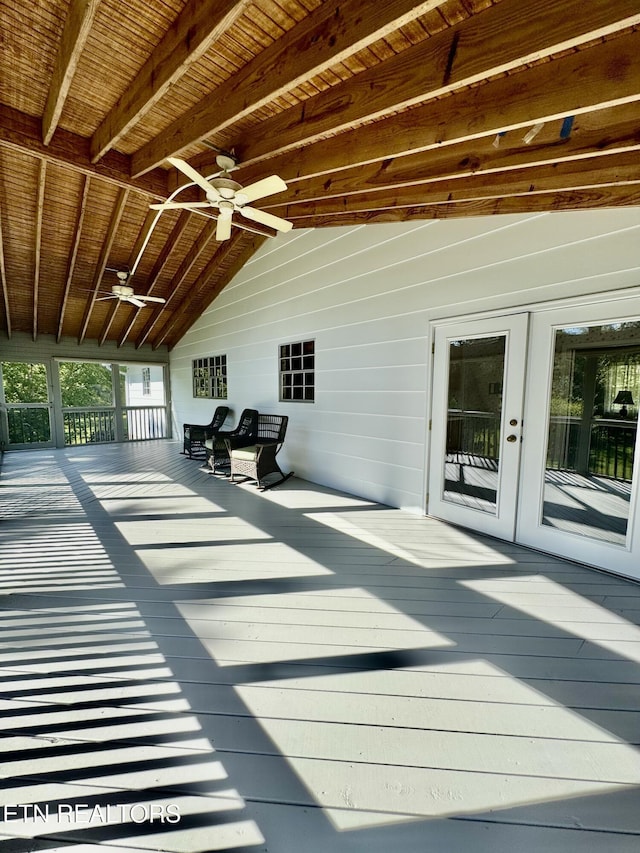 121 Ida Hertzler Ln, Knoxville, TN 37934 - wooden deck featuring ceiling fan and french doors