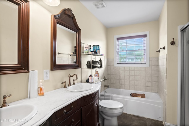 201 Locust Dr, Lafollette, TN 37766 - full bath featuring double vanity and tile patterned floors
