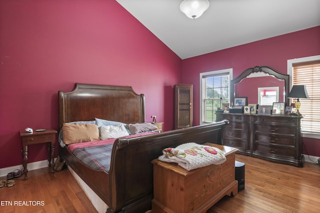 201 Locust Dr, Lafollette, TN 37766 - bedroom with lofted ceiling, multiple windows, and wood finished floors