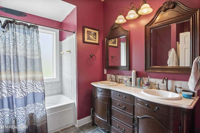 201 Locust Dr, Lafollette, TN 37766 - full bathroom with double vanity and shower / tub combo