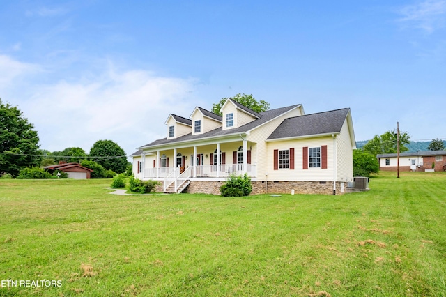 201 Locust Dr, Lafollette, TN 37766 - cape cod home featuring a porch, crawl space, a front yard, and a shingled roof
