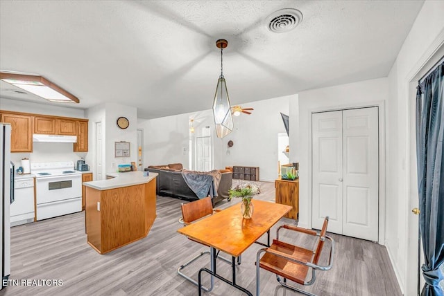 4802 Beverly Field Way, Knoxville, TN 37918 - dining area featuring light wood-style floors, ceiling fan, and a textured ceiling