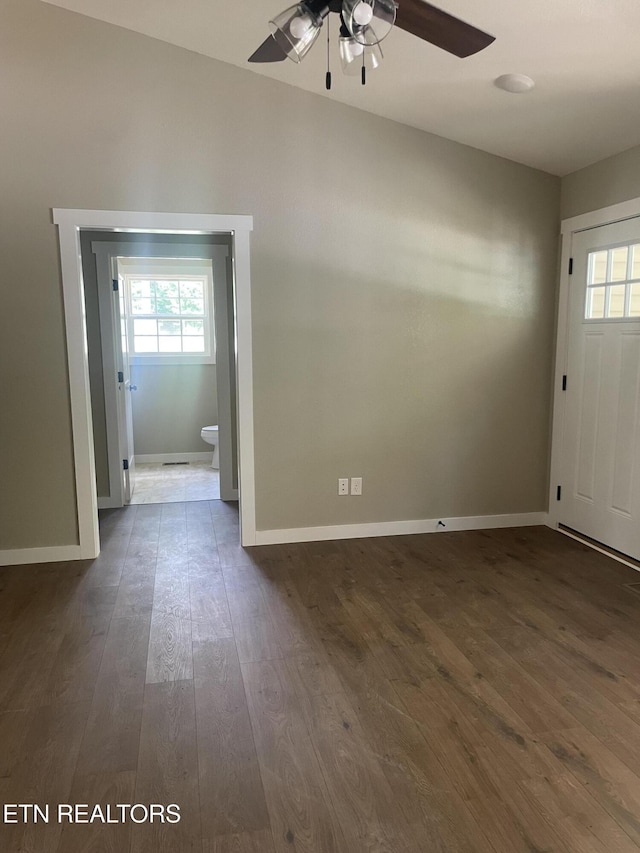 1112 Whispering Pine Ln, Jamestown, TN 38556 - entrance foyer with ceiling fan, healthy amount of natural light, and dark wood-style flooring