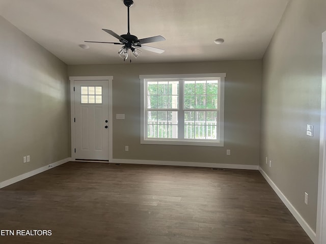 1112 Whispering Pine Ln, Jamestown, TN 38556 - foyer entrance with dark wood-type flooring and a ceiling fan