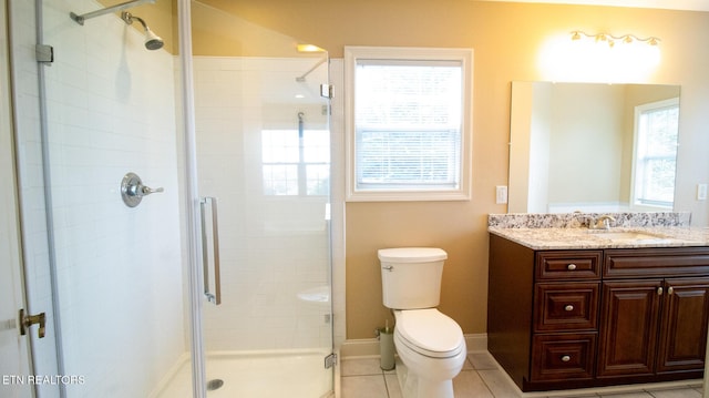 185 Florence Cir, Dandridge, TN 37725 - full bathroom featuring vanity, a stall shower, and tile patterned flooring