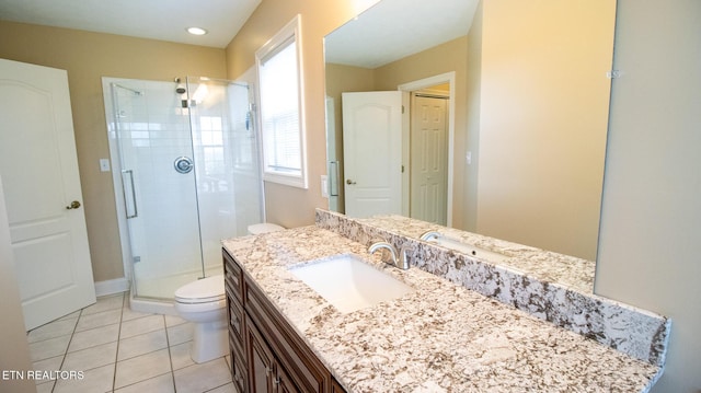 185 Florence Cir, Dandridge, TN 37725 - bathroom with vanity, a stall shower, and tile patterned flooring