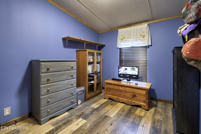 1872 Mitchell Farm Rd, Sevierville, TN 37876 - office space with wood finished floors, vaulted ceiling, and a textured ceiling