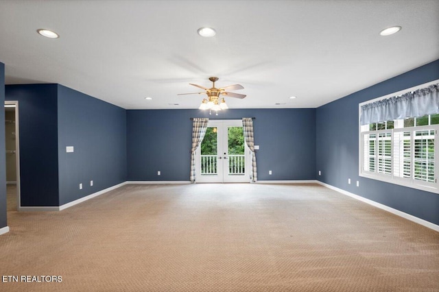 440 Indian Hills Rd, Oneida, TN 37841 - empty room with carpet, french doors, ceiling fan, and recessed lighting
