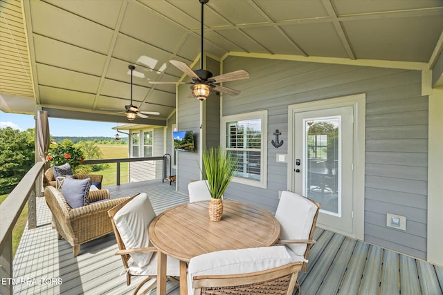 1721 Holly Bend Dr, Byrdstown, TN 38549 - wooden deck featuring a ceiling fan