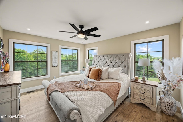 1721 Holly Bend Dr, Byrdstown, TN 38549 - bedroom with wood finished floors, recessed lighting, and ceiling fan