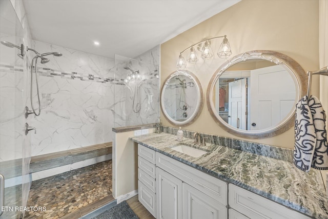 1721 Holly Bend Dr, Byrdstown, TN 38549 - bathroom with vanity and a marble finish shower