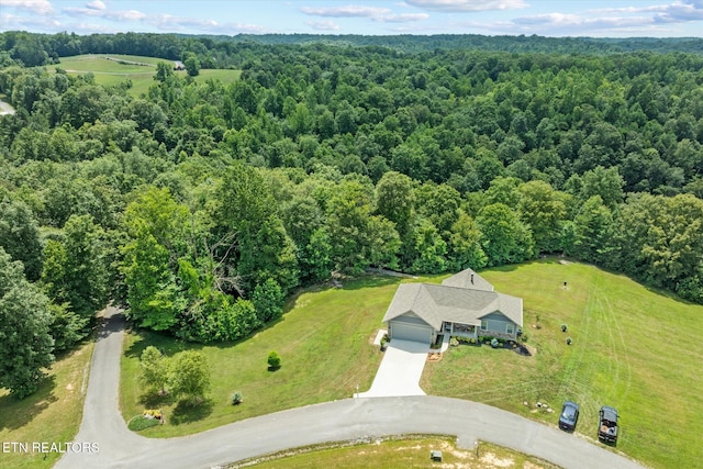 1721 Holly Bend Dr, Byrdstown, TN 38549 - aerial view of property and surrounding area with a heavily wooded area