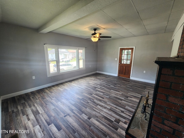 308 E Prospect St, Lafollette, TN 37766 - unfurnished living room with dark wood-style flooring and ceiling fan