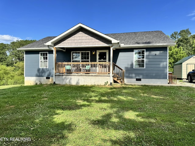 1353 Roy Owens Rd, Jamestown, TN 38556 - rear view of house with crawl space, a porch, and a yard