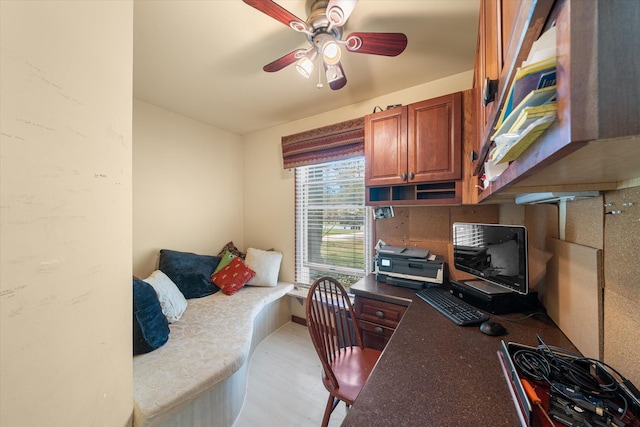 home office with ceiling fan