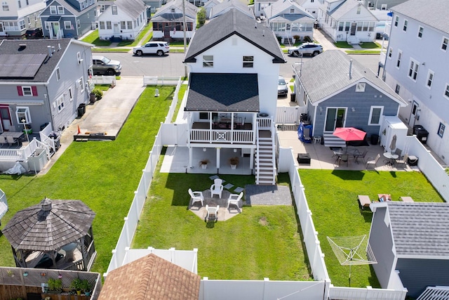 drone / aerial view with a residential view