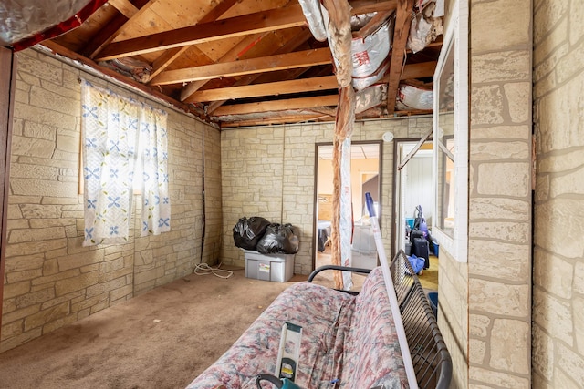 view of unfinished attic