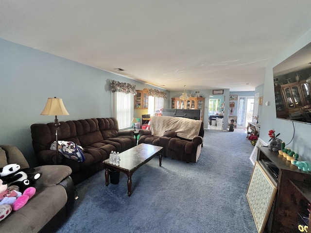 carpeted living room with visible vents