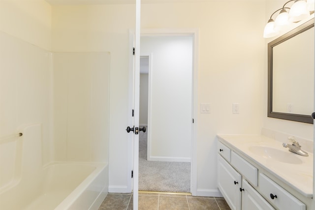 bathroom with vanity and tile patterned floors