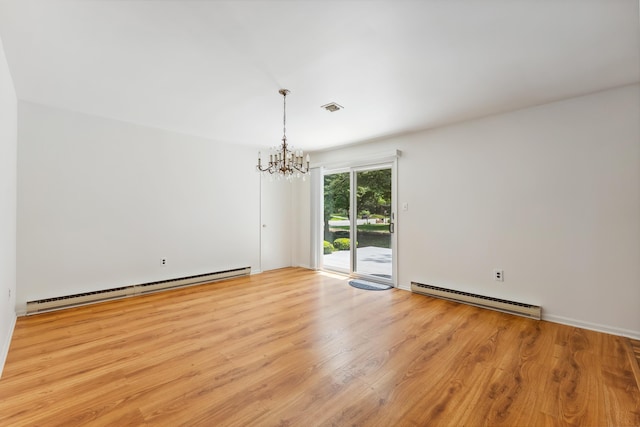 1 Cypress Ct, Rio Grande, NJ 08242 - empty room featuring baseboard heating, a chandelier, and light wood-type flooring