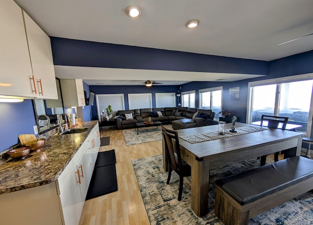6 Pierces Point Rd, Cape May Court House, NJ 08210 - dining area featuring light wood-type flooring, ceiling fan, and recessed lighting