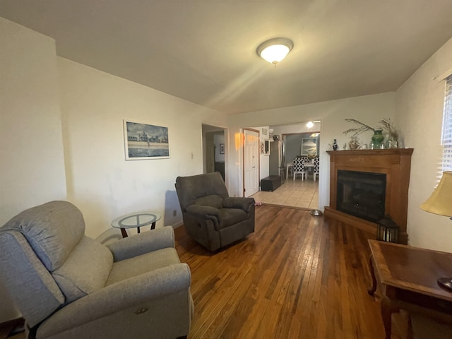 living room with wood-type flooring