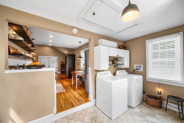 2068 N Shore Rd, Clermont, NJ 08210 - washroom with washer and dryer, attic access, cabinet space, and recessed lighting