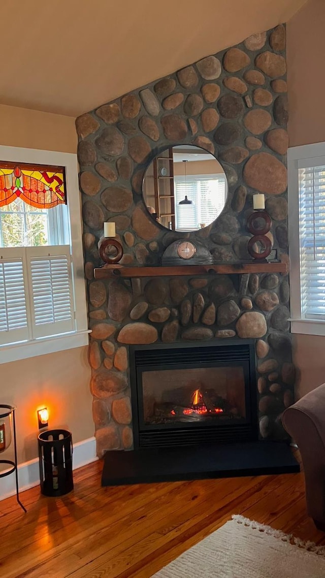 2068 N Shore Rd, Clermont, NJ 08210 - detailed view of a stone fireplace and wood finished floors