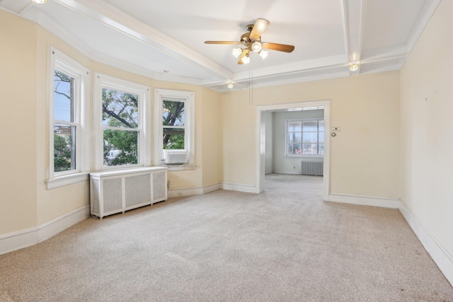 102 S Derby Ave, Ventnor, NJ 08406 - carpeted spare room featuring radiator, a ceiling fan, and ornamental molding