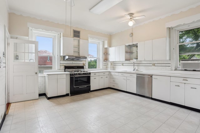 102 S Derby Ave, Ventnor, NJ 08406 - kitchen with gas range oven, dishwasher, open shelves, and healthy amount of natural light