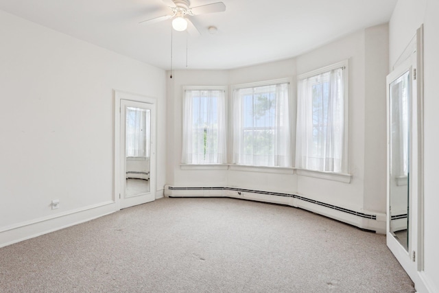 102 S Derby Ave, Ventnor, NJ 08406 - unfurnished room featuring carpet flooring, a baseboard radiator, and a ceiling fan