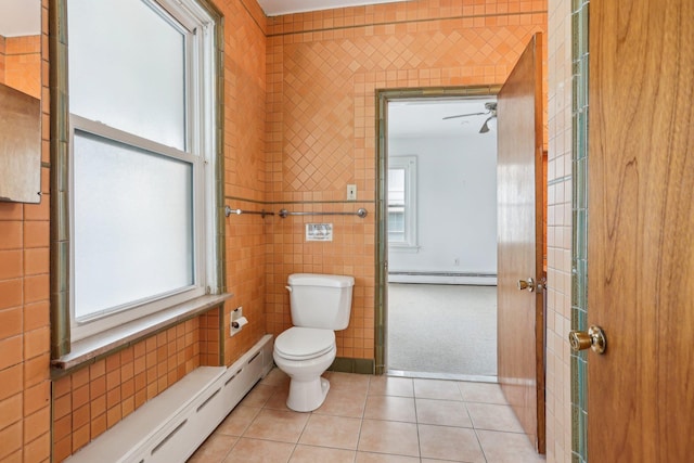 102 S Derby Ave, Ventnor, NJ 08406 - bathroom featuring a baseboard heating unit, tile patterned flooring, and tile walls