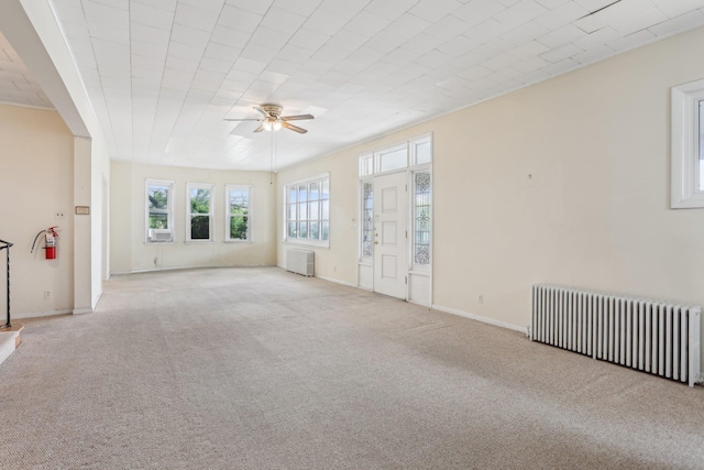 102 S Derby Ave, Ventnor, NJ 08406 - carpeted empty room featuring radiator, ceiling fan, radiator heating unit, and cooling unit