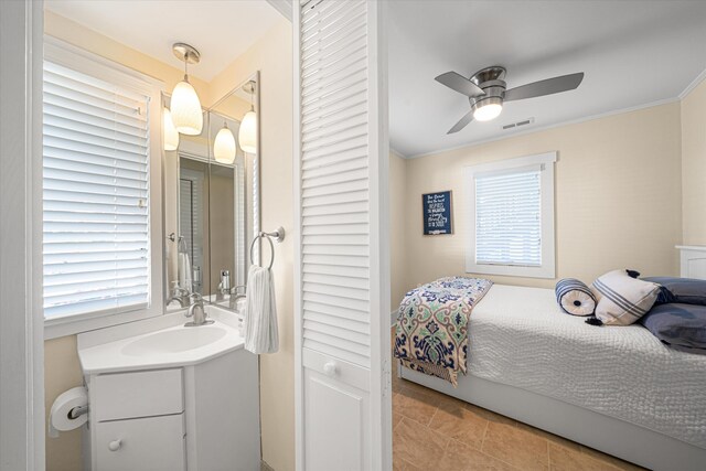 13 93rd St Unit 5, Stone Harbor, NJ 08247 - bedroom with crown molding and ceiling fan