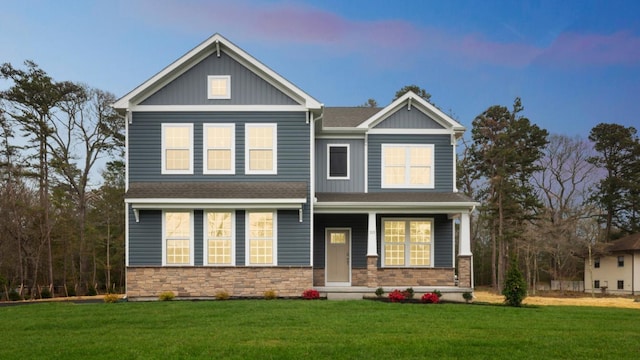 1113 Rte 9 S, Palermo, NJ 08223 - view of front of home with a lawn, a porch, stone siding, and a shingled roof