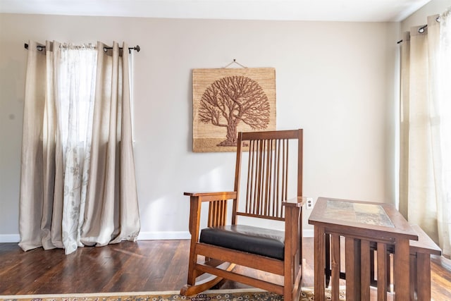 living area featuring wood-type flooring