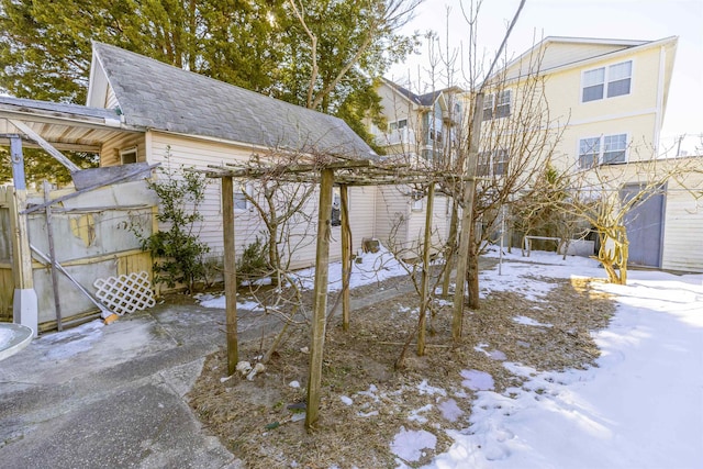 view of yard covered in snow