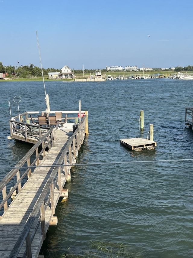 view of dock featuring a water view