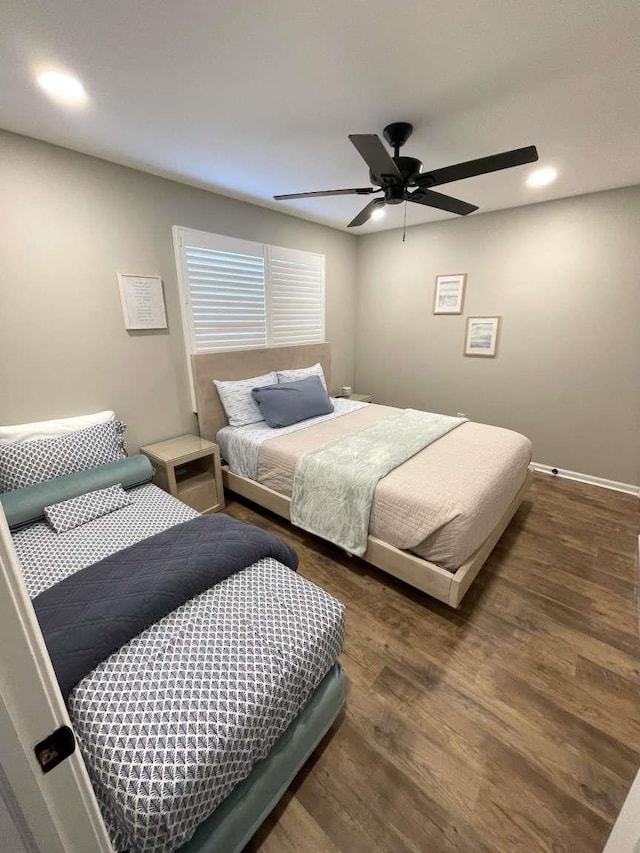 300 E Raleigh Ave Unit 106, Wildwood Crest, NJ 08260 - bedroom featuring wood finished floors, recessed lighting, a ceiling fan, and baseboards