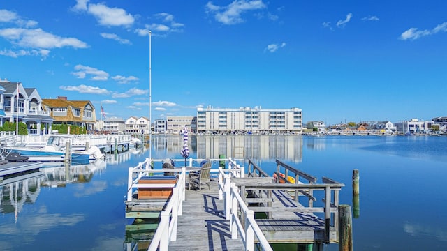 dock area featuring a water view