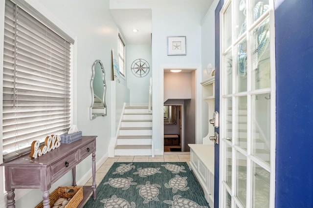 interior space with light tile patterned flooring