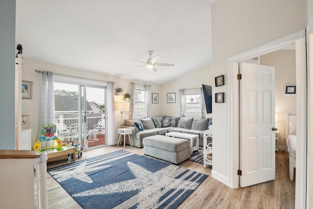 126 W Andrews Ave, Wildwood, NJ 08260 - living room with ceiling fan, wood finished floors, and lofted ceiling