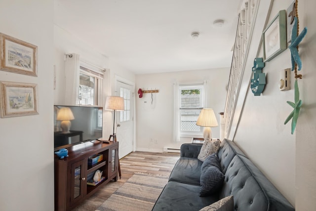 126 W Andrews Ave, Wildwood, NJ 08260 - living room with wood finished floors and a baseboard heating unit
